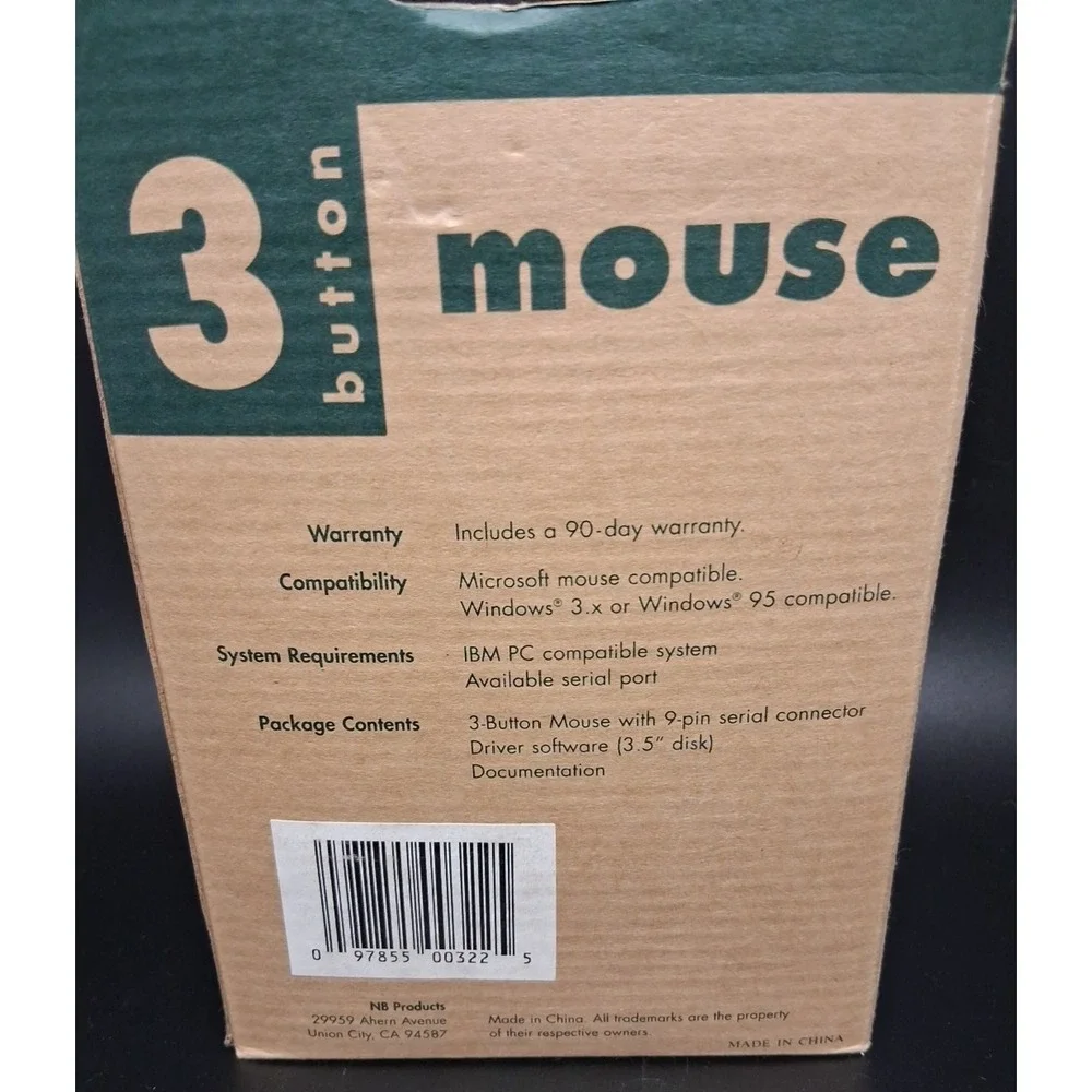 3 Button Mouse Windows and DOS Compatible NIB‎